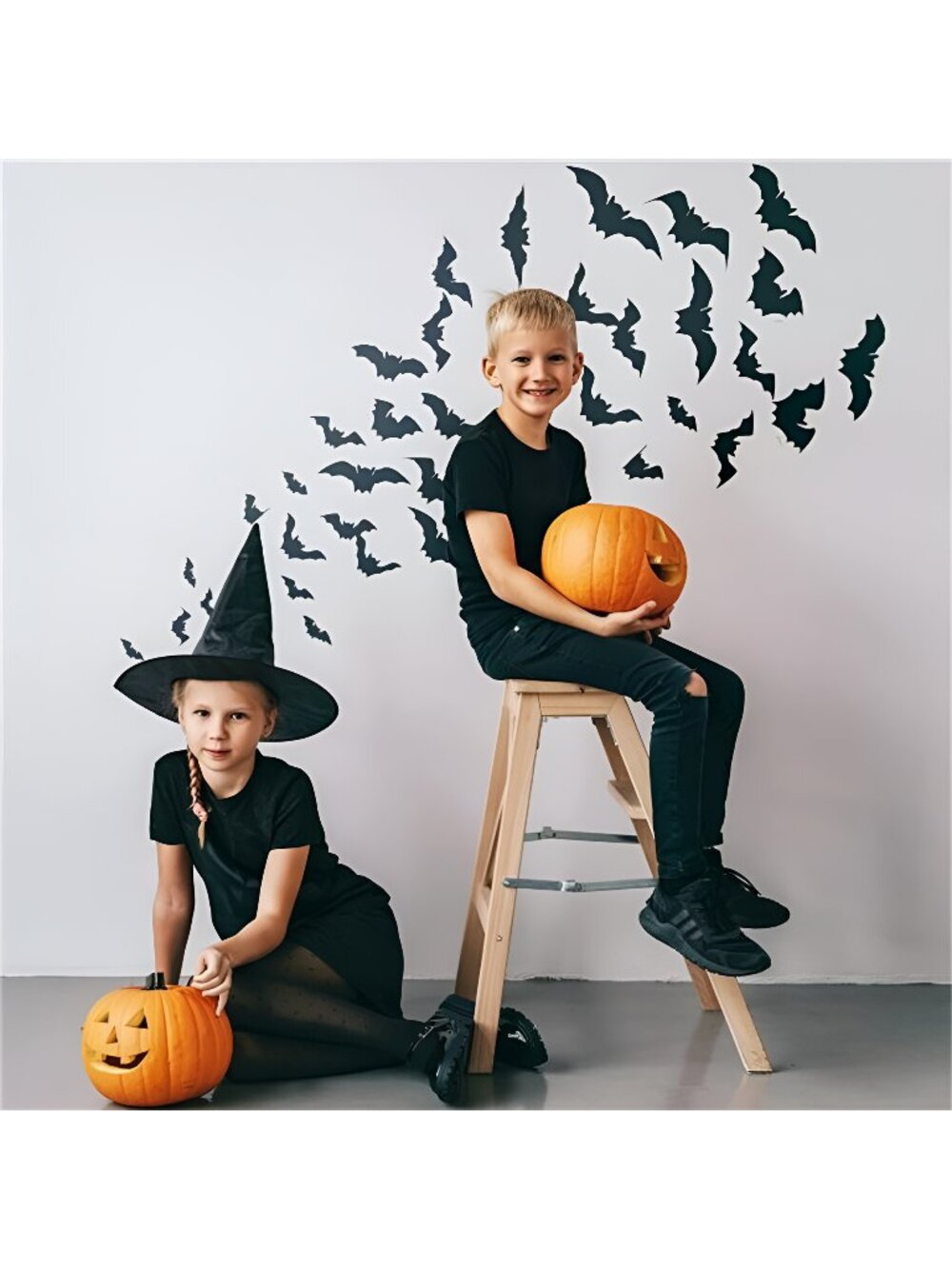 80 PCS 4 Sizes Realistic PVC Scary Bats Window Decal Wall Stickers